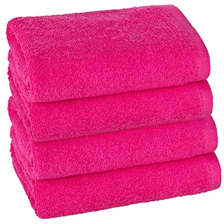 PremiumShop321 4er Set Handtuch 50x100 cm - 480g/m² ohne Bordüre-Pink