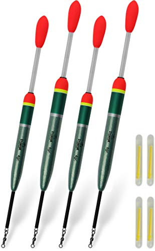 4 Knicklichtposen mit Wirbel inkl. 4 Knicklichter zum Angeln auf Zander und Aal, Gewicht:Set