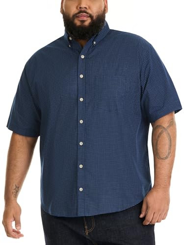 Van Heusen Men's Big and Tall Wrinkle Free Short Sleeve Button Down Shirt, Carbon Blue, 4X-Large