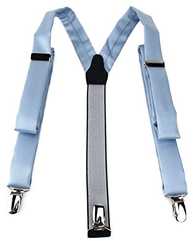 TigerTie schmaler Unisex Hosenträger in Y-Form mit 3 extra starken Clips - Farbe in hellblau einfarbig Uni - hochwertige Verarbeitung