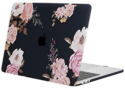MOSISO Hülle Kompatibel mit MacBook Pro 13 Zoll M2 M1 2024 2023 2022-2016 A2338 A2289 A2251 A2159 A1989 A1706 A1708 mit/ohne Touch Bar, Plastik Muster Hartschalen, Rosa Pfingstrose