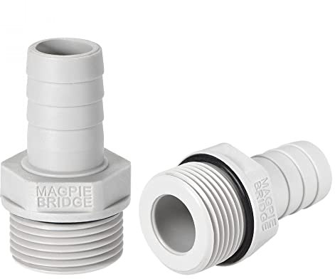 sourcing map Lot de 2 raccords de tuyau cannelés en PVC 16 mm x 1,9 cm G mâle