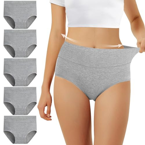 FALARY Culotte Femme Taille Haute Coton 5 pièces Gris S