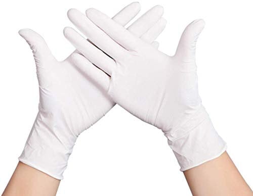 Herrmann 200x Einweghandschuhe Weiß, Einmalhandschuhe L, Handschuhe Einweg 200 Stück/Box, Gummihandschuhe puderfrei, latexfreie Nitrilhandschuhe in S, M, L, XL Putzhandschuhe, Koch-/Küchen-Handschuhe