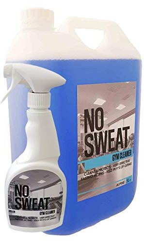 NO SWEAT Gym Cleaner – Concentrated Equipment & Surface Cleaning Formula | Alpine 5L with Spray Kills 99.99% of germs on gym equipment and surfaces. Concentrated formula mixes 50/50 with water.