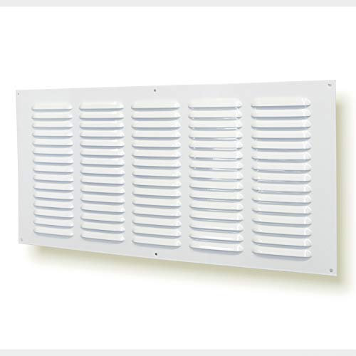 Griglia di ventilazione in metallo da 50 x 25 cm, con zanzariera (50 x 25 cm, colore bianco)