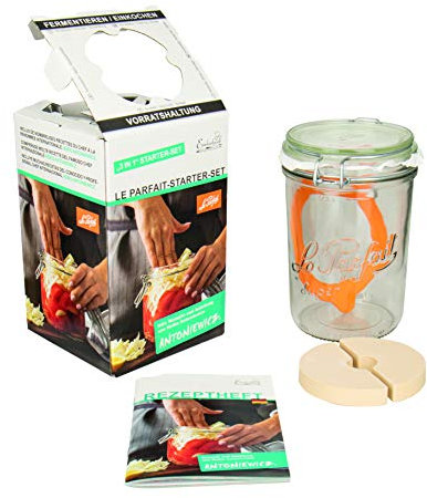 Le Parfait 44839 - Tarro de cristal para fermentar (750 ml, incluye cuaderno de recetas)