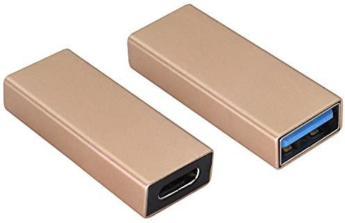 AAOTOKK USB 3.0 zu Type C Adapter,USB C Weibliche zu USB 3.0 A Weibliche Konverter,Passend für USB Port PC,Powerbank,Ladegerät,Type C Port USB Laufwerk,Telefon,Datenkabel,etc(Champagner Gold/2-Stücke)