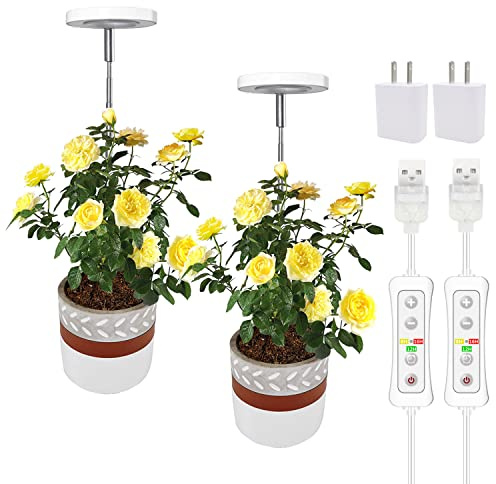 Yadoker LED Growing Light Full Spectrum for Indoor Plants, Adjustable Height, Automatic Timer, 5V Low Safe Voltage, Ideal for Small Plant Light