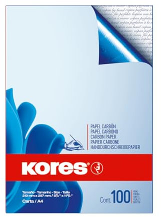 Kores A4 blaues Kohlepapier, 21,3 x 33 cm, 100 Blatt