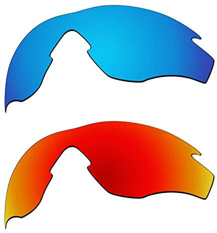 EZReplace Verres de rechange pour lunettes de soleil Oakley M2 Frame OO9212 (verres polarisés), Bleu glacier + rouge feu, taille unique