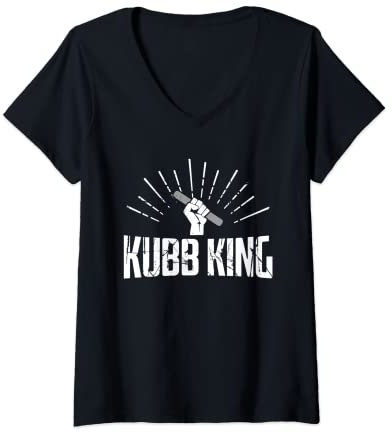 Damen Kubb King Wikingerschach Für Fans von Kubb T-Shirt mit V-Ausschnitt