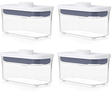 OXO Good Grips POP Container - Airtight Food Storage - 0.4 Qt Rectangle (Set of 4) for Baking Soda and More
