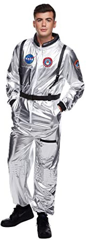 Morph Astronaut Kostüm Herren Silber, Astronauten Kostüm Herren, Raumfahrer Kostum Mann, Karneval Kostum Männer, Karnevalskostüme Männer, L