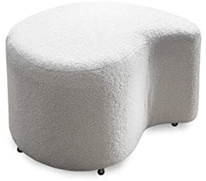 MIUFORM Pouf Hocker Rollen ǀ MIUF XL Sitzhocker ǀ Fußbank Räder ǀ Wohnzimmer Schlafzimmer Vorzimmer Ankleidezimmer ǀ 82 x 66 x 45cm ǀ Bouclé-Stoff (Beige)