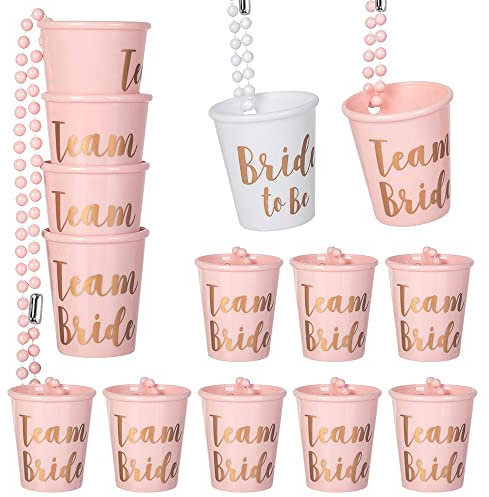 Schnapsgläser mit kette,14 Stück Schnapsglas zum Umhängen,Team Braut und Bachelorette Party Cups,Jga Schnapsgläser,junggesellenabschied frauen Halskette für Hen Party Bachelorette Brautparty Hochzeit