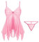 KOEMCY Lingerie Donna Pizzo Babydoll Asimmetrico Set Completo Intimo Abbigliamento Trasparente Elegante Camicia da Notte Completi Intimi Sexy con Perizoma