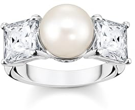 THOMAS SABO Ring Perle mit weißen Steinen silber 925 Sterlingsilber