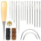 Realure Leather Sewing Set 20Pcs Leather Repair Kit for Sofas Carpet Repair Kit Darning Needles for Wool Shoe Repair Kit Leather Tools Awl Thimble Needle&Waxed Thread for Leather Repair (20Pcs)