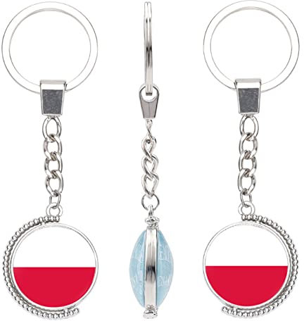 Bodmind Schlüsselanhänger Keyring Flagge,Rot Und Weiß Schöne Polen Flagge Kunst Auto Tasche Brieftasche Ornamente Handwerk Accessoire Für Dekoration Cabochon Anhänger Hängende Geschenke Schnalle