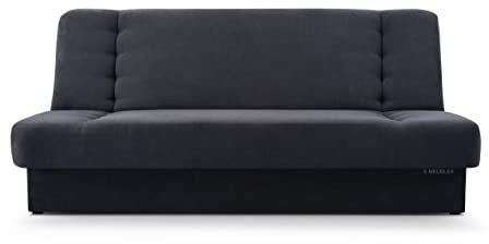 mb-moebel Sofa mit Schlaffunktion und Bettkasten, Kippsofa Klappsofa Schlafsofa Clic-Clack Couch für Wohnzimmer Federkern Sofagarnitur Polstersofa 92x192x85cm - Cyprus (Anthrazit - Soro 100)