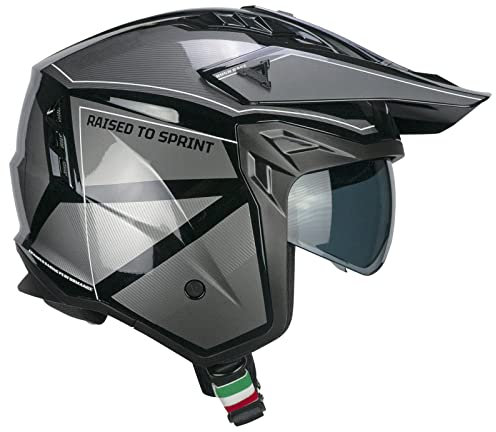 CGM Casco jet, 155S RUSH RACE, Nero Grafite, M (57-58cm)