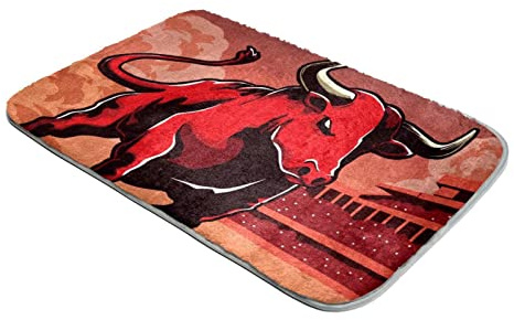 Shag Teppich Ultra Soft Plüsch Teppiche Kunstfell Teppiche Bull Animal Fight Red Moon Building