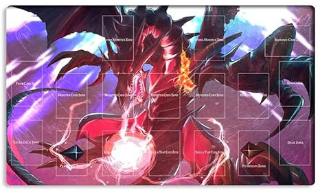 Neue Mlikemat Playmat Rote Augen Schwarzer Drache TCG CCG OCG Sammelkartenspielmatte mit Zonen + Gratis Tasche (ZD039-770-A)
