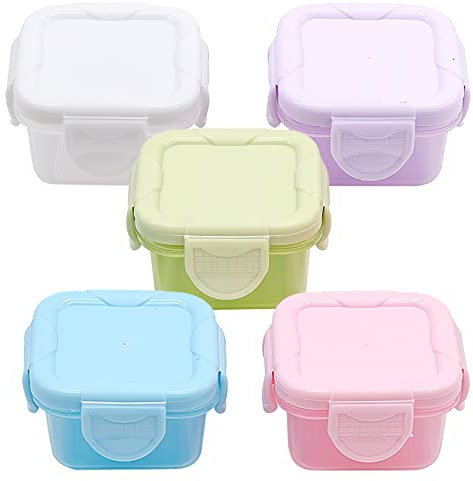 TULEBOLIAN 5pcs 60ml Small Food Containers With Lids, Stackable, Colorful, Airtight Meal Prep for Fruit and Food