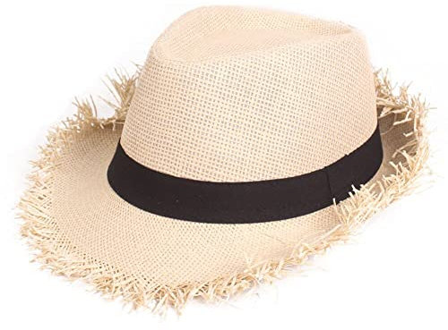 Braveur Fedora Chapeau Classique De Paille Respirant Hatte D'été De Plage De Plage du Pain pour Hommes