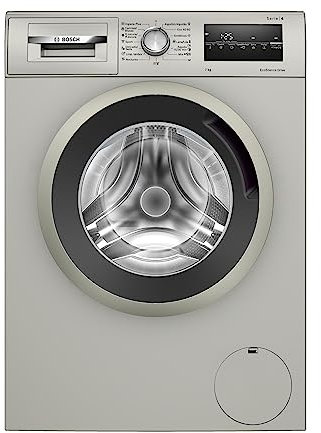 Bosch Serie 4 - Lavadora de carga frontal, 7 kg, 1200 RPM, Programa HigienePlus, ActiveWater Plus, Motor EcoSilence, Acero mate antihuellas - WAN2427YES