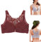 Floral Comfort Rose Bra, Women's Front Closure Bra Lace Back Push Up Non Padded Wirefree Bralette Bra (Caramel,44/100D)