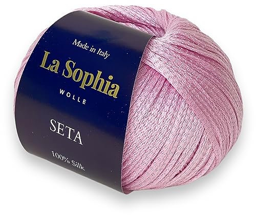 La Sophia Wolle | Seta 100% Seide Silk| 50g Seide zum Stricken oder Häkeln (ST6404 Turmalin Rosa)