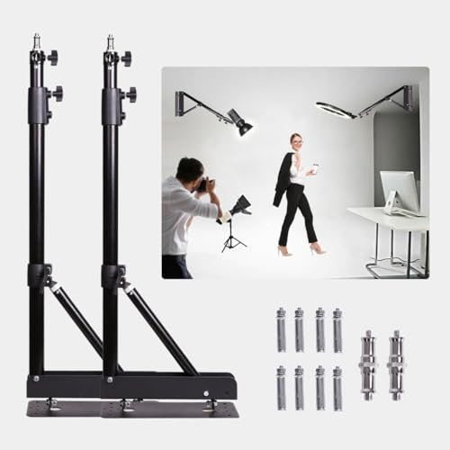 GSKAIWEN 2er-Pack Dreieckiger Wandmontage Ausleger, für Fotostudio/Video-Ringlicht, Softbox, Fotografie-Blitzlicht, Monolicht, Lichtschirm,Reflektor, Scheinwerfer, Maximale Länge 53,54 Zoll/136 cm