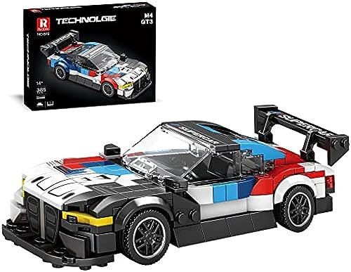 Tirff Technik Super Voiture de Sport, 385 Pièces Modèle de Voiture à Collectionner pour BW M4 GT3, MOC Voiture de Sport Jeu de Construction, Bloc de Voiture Compatible avec L*go Technik