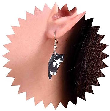 Atentuyi Süße Katze Ohrringe Gold Emaille Weiß Schwarz Tropfen Ohrringe Cartoon Schöne Tier Haken Ohrringe Kawaii Lustige Kätzchen Ohrringe Schmuck Für Frauen Und Teenager-Mädchen