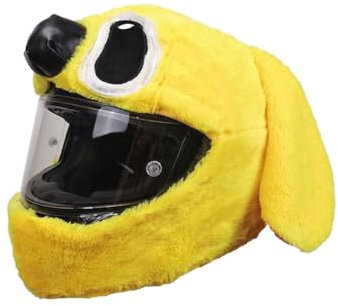 Motorradhelm Cover,Motorradhelm Abdeckung Plüsch,Cartoon Plush Motorcycle Helmet Cover,Motorradhelm Überzug Lustigmotorradhelm Überzug Plüsch,Für Männer, Frauen(Ohne Helm) (Gelb)