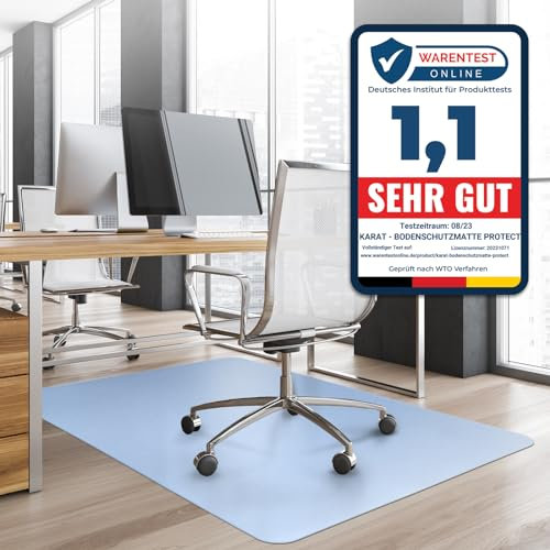 Bodenschutzmatte Bürostuhl, Schreibtischstuhl Unterlage transparent, Unterlage Schreibtisch Schutzmatte, Bodenschutzmatten für Bürostühle, 114 x 200 cm für Hartböden (Hellblau)