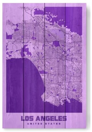 artboxONE Holzbild 60x40 cm Städte/Las Vegas CityMap Los Angeles von Künstler Webwald