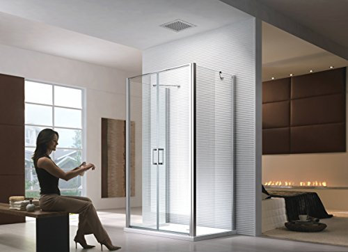 Glaszentrum Hagen - Mille - Douche U-Forme - Cabine de douche - 8mm - Verre trempé - Anti-Calcaire Revêtement (90x90x195cm)