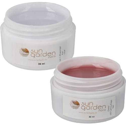 Sun Garden Nails 1-Phasen Gel 30ml Aufbaugel Grundiergel Versiegelungsgel+UV Cover Gel 30ml