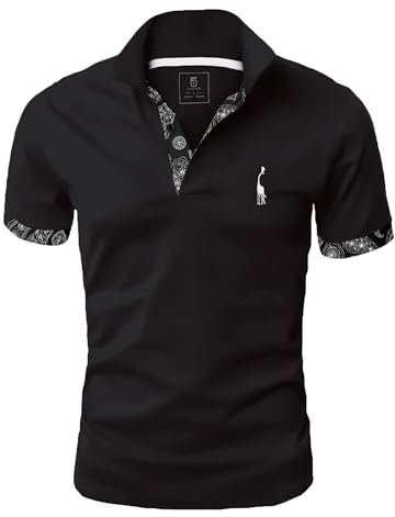 GLESTORE Kurzarm Poloshirt Herren T Shirt Männer Hemd Herren T-Shirt Sommer Polo Shirt Black Peanut XL