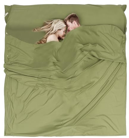 JAICOM Hüttenschlafsack, 2in1 Hüttenschlafsack aus Mikrofaser, Ultraleichter Seideschlafsack für Reise - Mit Kissen Fach Doppel Schlafsack, Ideal für Rucksackreise, Hotels ud Hütte, 180 * 220 cm