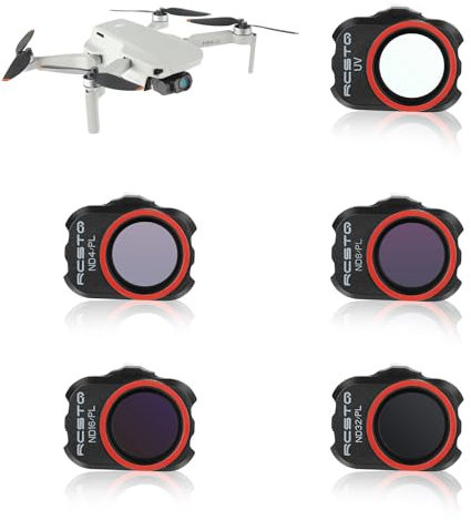 RCGEEK ND-Filter-Set für DJI Mavic Mini 4K / Mini 2 / Mini 2 SE / Mini SE / Mini Zubehör, 5 Stück Gimbal-Kamera-Objektivfilter für DJI Mini 4k / Mini 2 / Mini SE / Mini (UV, ND4/PL, ND8/PL, ND16/PL,