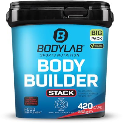 Bodylab24 BIG PACK Bodybuilder Stack 420 Kapseln, Vitamin- & Mineralstoff-Supplement mit einem umfangreichen Mikronährstoff-Mix, speziell zusammengestellt für hart und intensiv trainierende Sportler