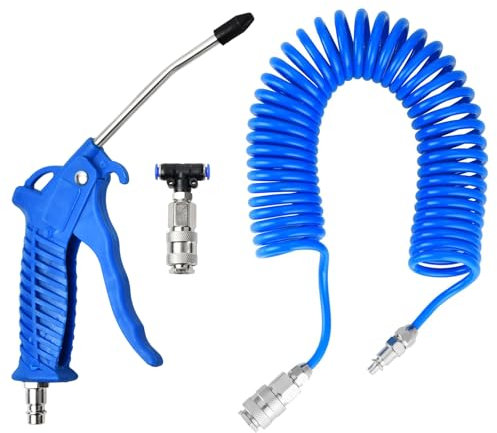 Truck Air Duster, Air Blower Gun with 5 Metre Recoil Hose, Air Line Blower, Air Duster Gun, Heavy Duty Air Gun Cleaning Kit, Suitable for Trucks, Cars, Blue