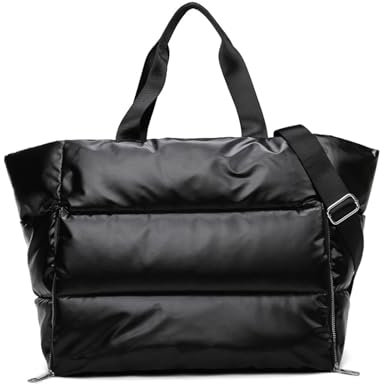 Balakaka Handtasche Damen 35L, 3 in 1 Puffer Tasche Damen Shopper mit Nasse und Trockener Tasche, Groß Kapazität Wasserdicht Umhängetasche für Fitness Reisen Yoga, Schwarz