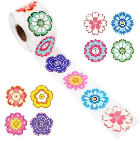 XIHIRCD 500pcs Multicolor Floral Stickers Roll for Kids, Spring & Summer Decoration, Water Bottles, Laptops, Scrapbooks