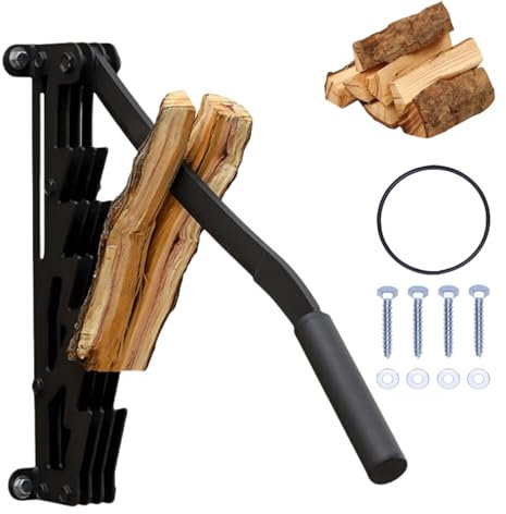 Manual Wood Log Splitter, Wall Mounted Firewood Kindling Splitter with Screws, Portable Firewood Kindling Splitter with Replaceable Handle for Home Indoor Outdoor Camping Use, Splitting Kindling Tool