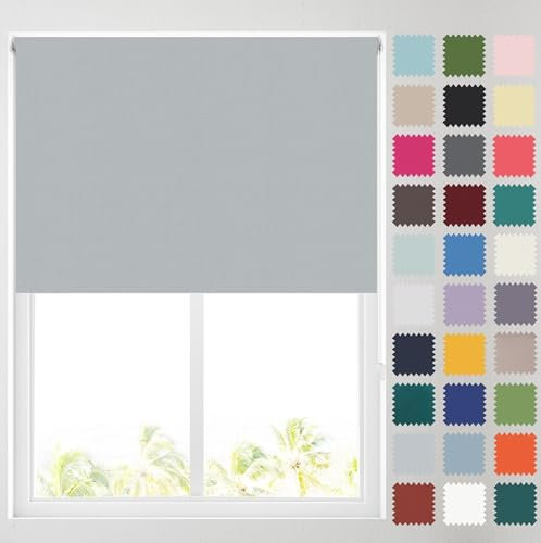 Barnes Blinds - Blackout Roller Blinds for Windows, Custom Cut to Size - Black Out Thermal Fabric Durable Fittings Easy Fit - Roller Blind (Silver 61cm)